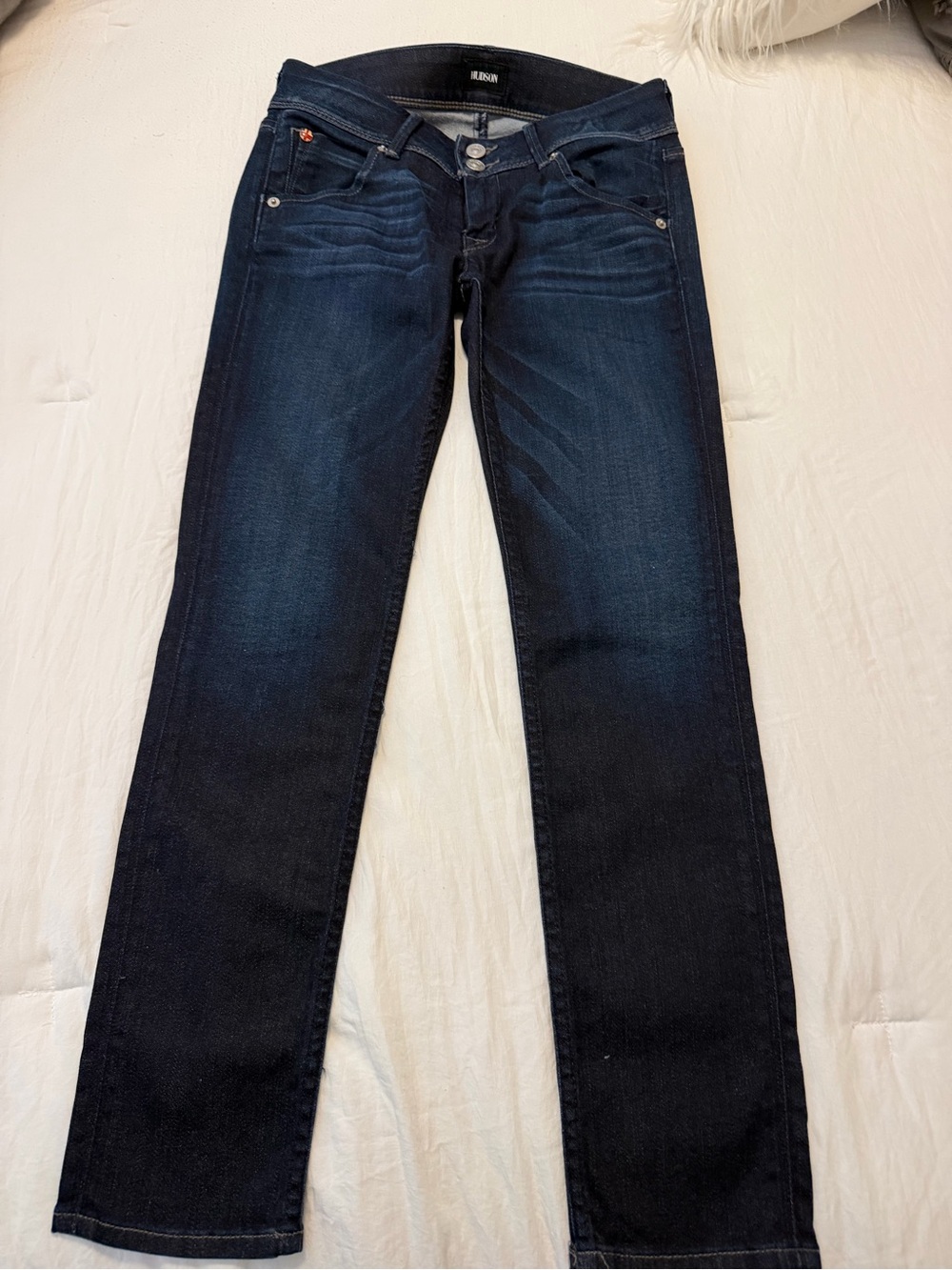 Hudson Jeans Dark Blue Cropped Straight Ankle Jeans